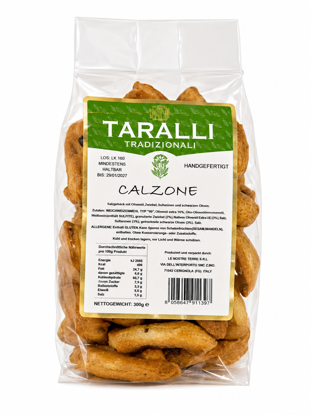Taralli Calzone – mit Zwiebeln, Sultaninen und schwarzen Oliven