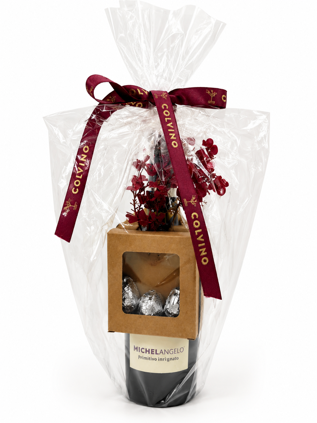 Geschenkset Primitivo Rotwein und Baci Pralinen